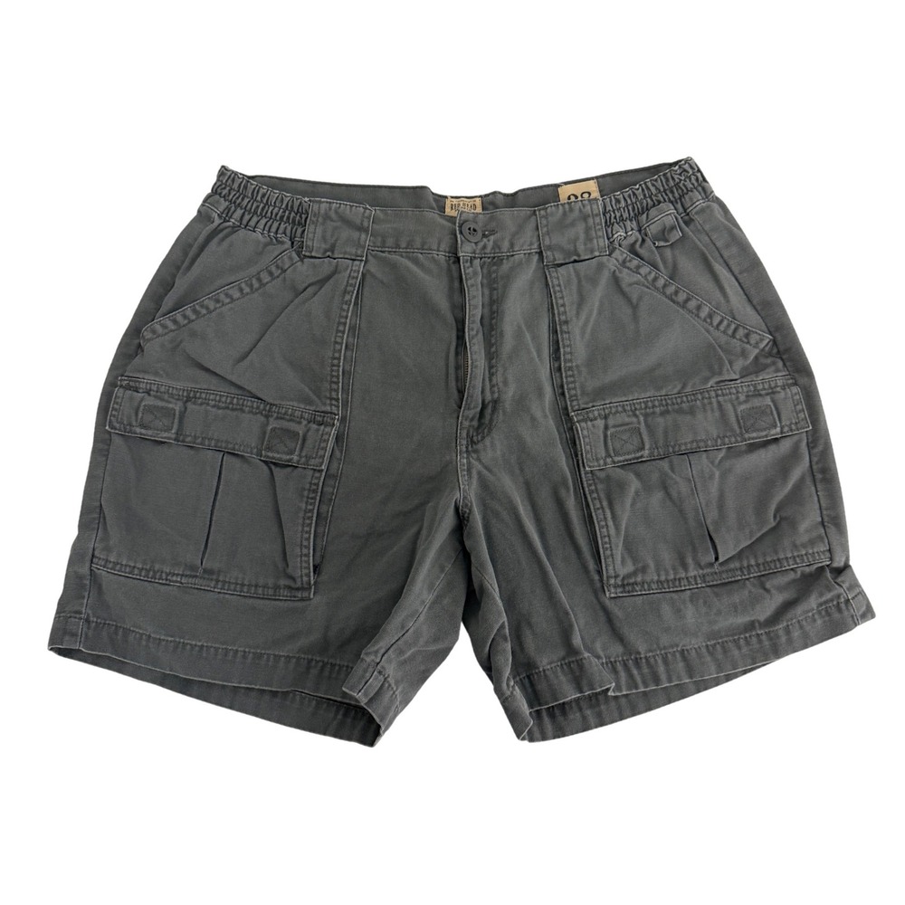 RedHead Cargo Shorts Mens 38 Canvas Elastic Waist Grey Utility Summer Outdoors